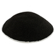 Black DMC Knitted Kippah with Thin Ivory Border Stripe - Choice of Sizes