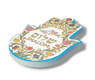 Textured Ceramic Hamsa Magnet - Shalom with Dove of Peace and Pomegranates
