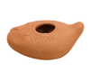 Replica of Ancient Biblical Clay Oil Lamp - Decorative Geometric Engravings