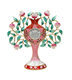 Gleaming Free Standing Enamel Pomegranate Tree, Green and Pink - Home Blessing