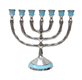 Small Gold Metal 7-Branch Menorah with 12 Tribes Symbols - Choice of Colors