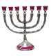 Small Gold Metal 7-Branch Menorah with 12 Tribes Symbols - Choice of Colors