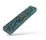 Wood Mezuzah Case with Mosaic Design, Dark Blue on Turquoise - Gold Shin