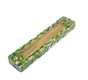 Wood Mezuzah Case with Mosaic Design - Green and Yellow with Gold Shin