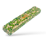 Wood Mezuzah Case with Mosaic Design - Green and Yellow with Gold Shin