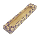 Wood Mezuzah Case with Mosaic Design  Purple and Yellow with Gold Shin