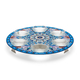 Dorit Judaica Seder Plate, Mandala Design with Glass Bowls - Blue and Orange