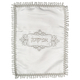 White Satin Afikoman Bag, Silver Embroidery - Ornate Frame Design with Fringes