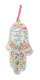 Dorit Judaica Hamsa Lucite Wall Hanging  Colorful Flowers, Hebrew Blessing Words