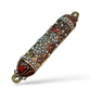 Small Pewter Mezuzah Case with Stones Enamel and Swirl Design - Choice of Colors