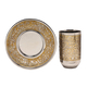 Yair Emanuel Kiddush Cup Set, Pomegranate Cutout - Stainless Steel and Brass