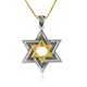 Two Tone Sterling Silver and Gold Plated Star of David Pendant Necklace