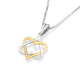 Sterling Silver Two Tone Pendant Necklace - Star of David Heart