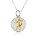 Sterling Silver Pendant Necklace, Gold Plated Lion of Judah on White Enamel