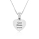 Sterling Silver Heart Necklace - Israeli Flag Image and a Blessing on Reverse