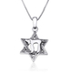 Sterling Silver Pendant Necklace, Engraved Star of David Enclosing Chai Letters