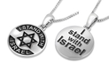 Sterling Silver Circle Pendant, I Stand With Israel and Star of David on Reverse