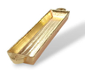 Small Mezuzah Case, Gold Metal with Blue Enamel  Hebrew Letters and Shin