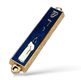 Small Mezuzah Case, Gold Metal with Blue Enamel  Candle and Shin