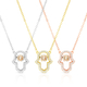 Yellow-Gold Plated Sterling Silver Necklace with Hamsa Pendant, Zircon Decorated
