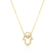 Yellow-Gold Plated Sterling Silver Necklace with Hamsa Pendant, Zircon Decorated