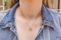 Stainless Steel Pendant Necklace, Yellow-Gold Plate - Star of David with Zircons