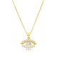 Yellow Gold Plated Sterling Silver Necklace, Zircons - Evil Eye Charm Pendant