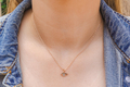 Sterling Silver Necklace with Rose Gold Plate and Zircons - Evil Eye Charm