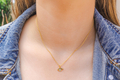 Sterling Silver Necklace Plated with Yellow Gold, Evil Eye Pendant - Zircons