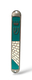 Small Metal Mezuzah Case, Western Wall and Crown Image - Blue Green Enamel