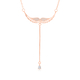 Angels Wings Lariat Pendant Necklace with Zircons, Yellow Gold or Rose Gold