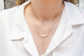 Angels Wings Lariat Pendant Necklace with Zircons, Yellow Gold or Rose Gold