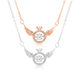 Sterling Silver Necklace with Angels Wings and Zarcons  Silver or Rose Gold