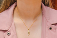Yellow Gold Plated Sterling Silver Necklace with Zircon Decorated Leaf Pendant