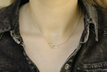 Sterling Silver or Yellow Gold Necklace with Zircon Pendant of Linked Rectangles