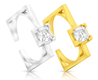 Sterling Silver Square Ring with Zircons - Choose Gold Plate or Sterling Silver