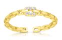 Sterling Silver Adjustable Ring with Zircons, Links Motif - Gold or Silver Choice