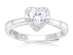 Sterling Silver Adjustable Ring - Heart Shaped Centerpiece Adorned with Zircons