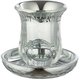 Small Crystal and Silvered Kiddush Cup with Blessing Words and Dish