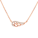 Gold Plated Sterling Silver Feather Necklace, Zircons - Yellow or Rose Gold Plate