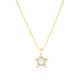 Sterling Silver Necklace with Gold Plate - Star of David Pendant with Zircons