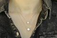 Sterling Silver Double Layered Necklace  Zircon Studded Beads Pendant