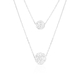 Sterling Silver Double Layered Necklace  Zircon Studded Beads Pendant