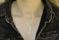 Sterling Silver Lariat Necklace, Zircon Studded Stars  Silver or Yellow Gold