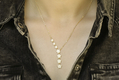 Sterling Silver Lariat Necklace, Zircon Studded Stars  Silver or Yellow Gold