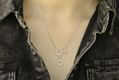 Sterling Silver Necklace, Four Connecting Circles Pendant - Zircons