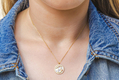 Gold Plated Sterling Silver Letter Pendant Circle Necklace  Micro Pave Zircons