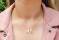 Silver or Gold Plated Stainless Steel Necklace with Ornate Initial Letter Pendant