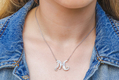 Sterling Silver Initial Letter Pendant Necklace with Glittering Zircons