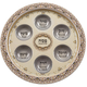 Passover Pesach Raised Seder Plate, Brown and Gray Floral Design - Aluminum
